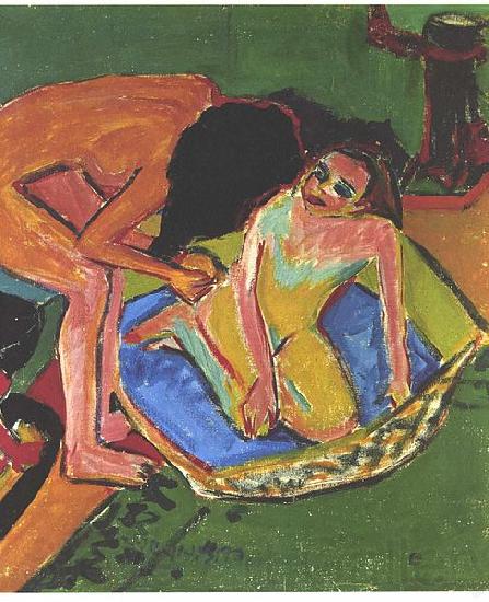 Ernst Ludwig Kirchner Marcella and Franzi in the atelier Norge oil painting art